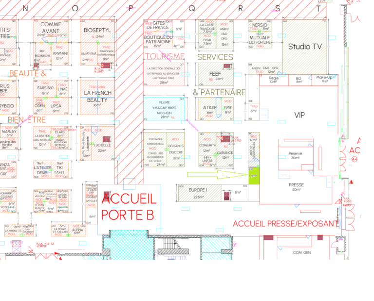 Plan du Salon Made in France 2024 avec le stand R08 de France-Denturiste